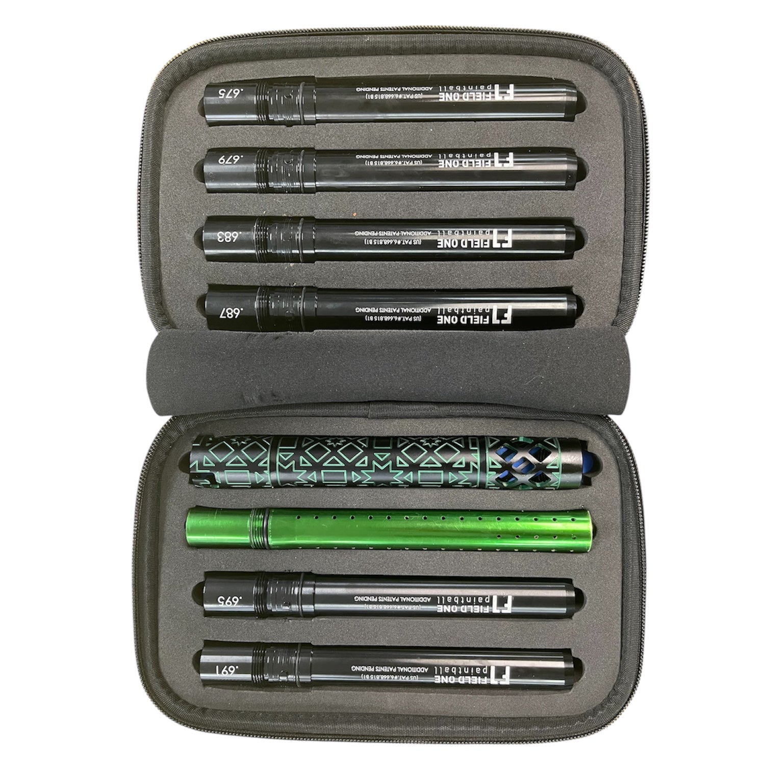 Complete Hormesis Acculock Barrel Kit (6 inserts, Used) - Black Inserts, Green/Black Barrel