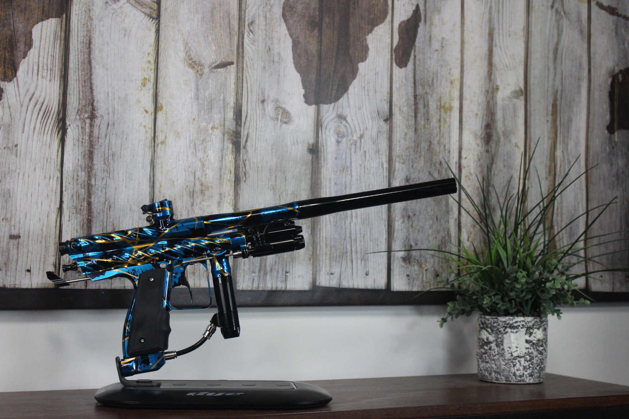 Inception Designs Ripper Autococker - Blue/Black/Gold Splash