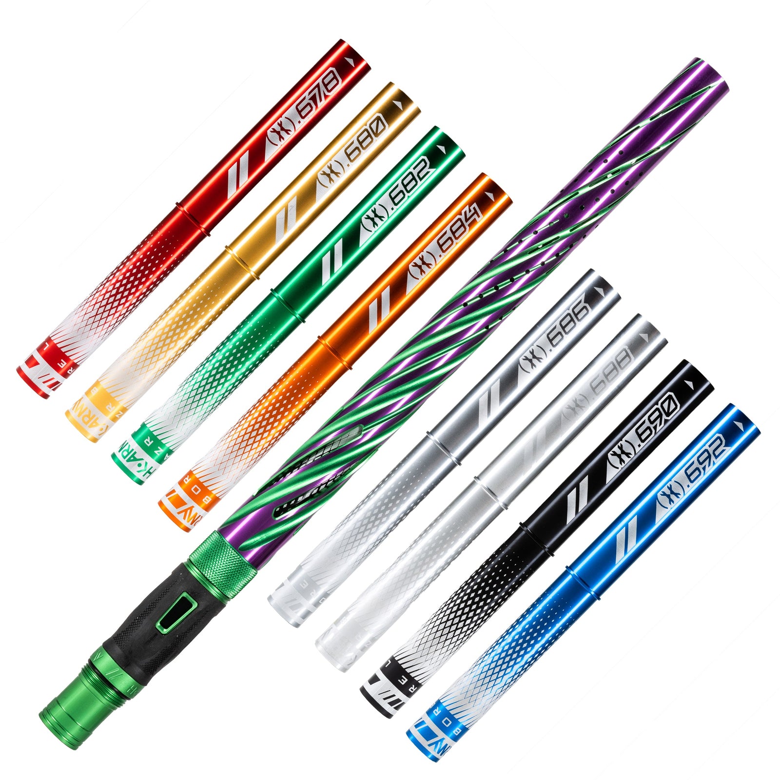 LAZR Elite Orbit Barrel Kit - 15" Green/Purple Colored Inserts - Cocker Threads