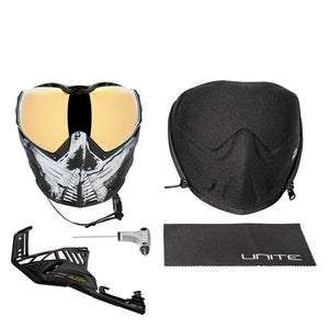 Unite Goggle Mk II - Warlord Enforcer (Black/White Skull) - Gold Lens