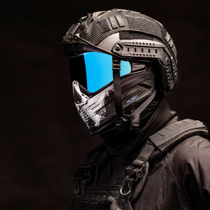 Push Unite Goggle Mk II  - Warlord Soul (Black/White Skull) - Blue Lens